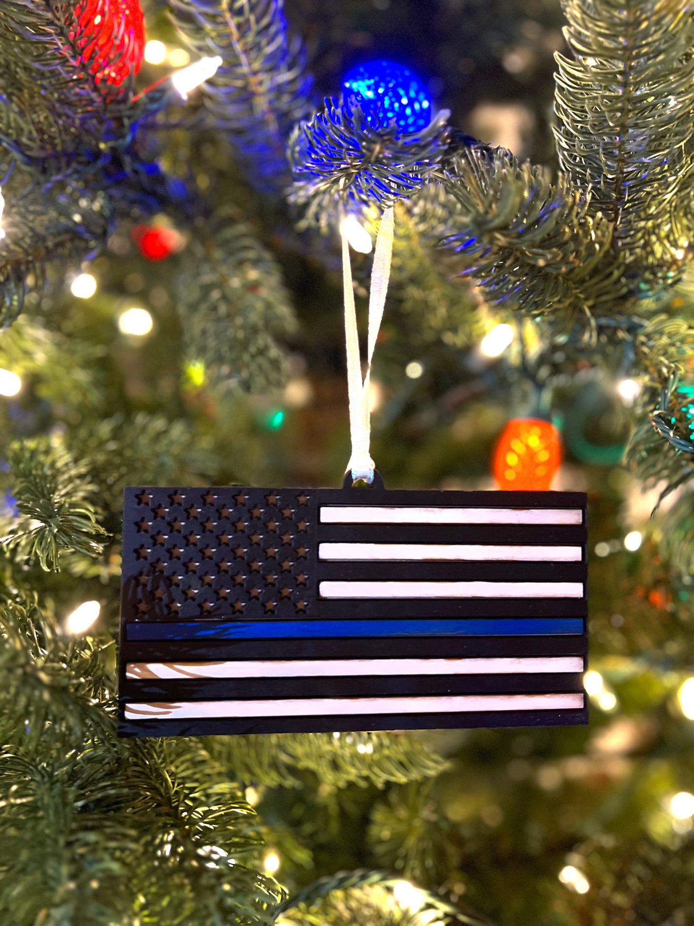 Thin Blue Line Flag Ornament